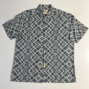 *Tommy Bahama 100% Silk Gray Geometric Shirt Mens Size M